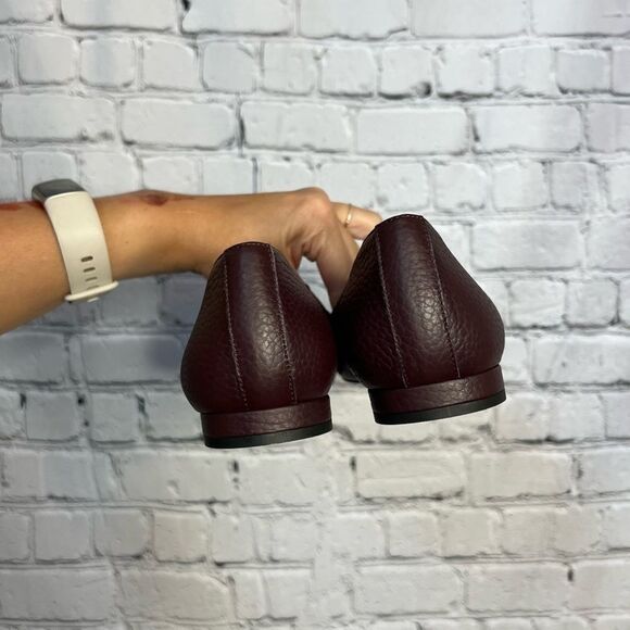 NEW Everlane burgundy pebbled leather pointy toe the boss flat loafers size 11 - Picture 5 of 9